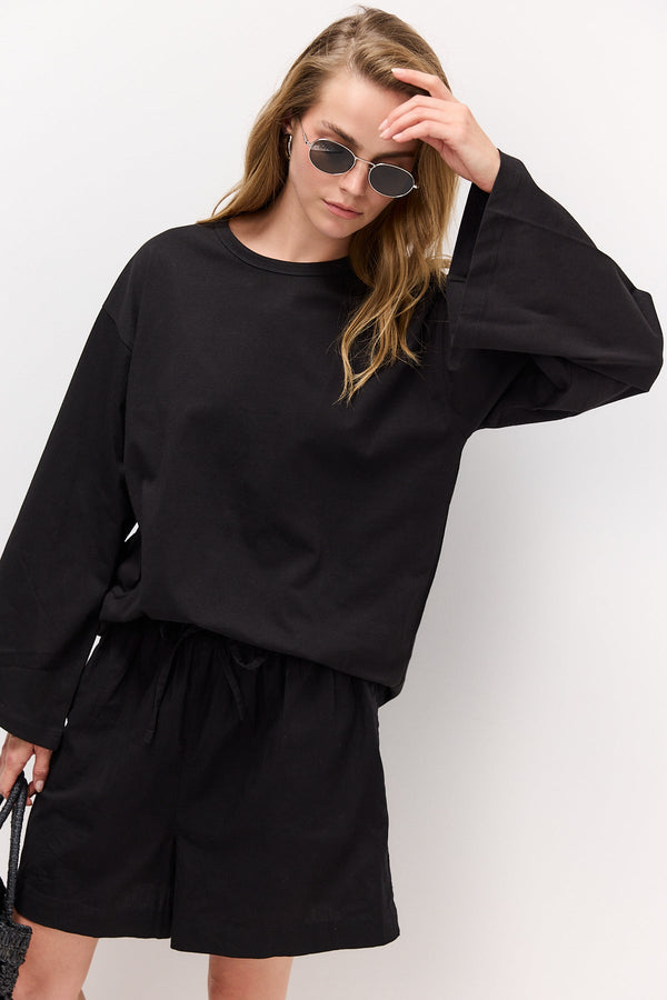 Black Bell-Sleeve T-Shirt