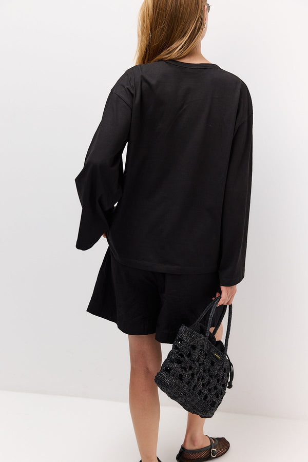 Black Bell-Sleeve T-Shirt