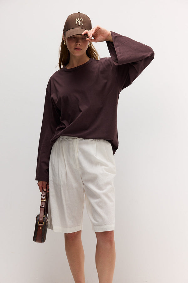 Brown Bell-Sleeve T-Shirt