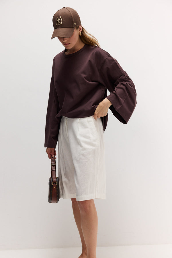 Brown Bell-Sleeve T-Shirt