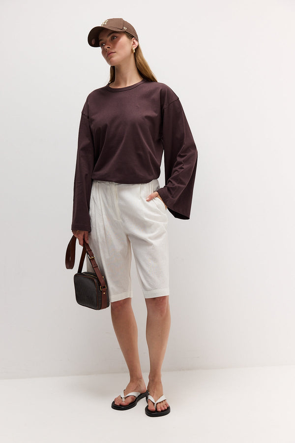 Brown Bell-Sleeve T-Shirt