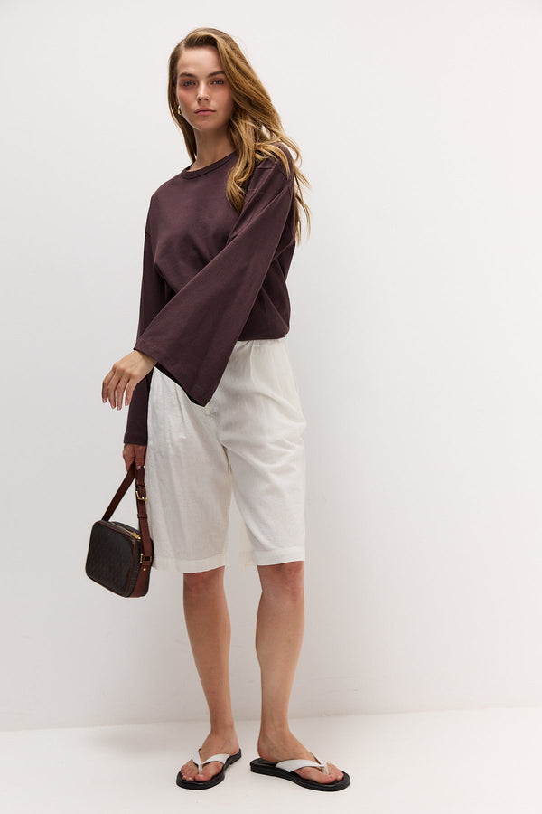 Brown Bell-Sleeve T-Shirt