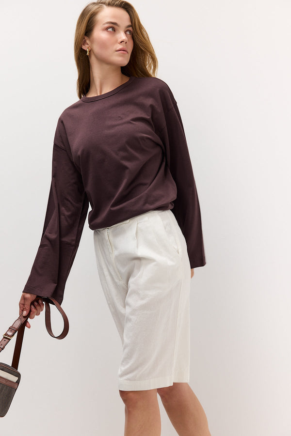 Brown Bell-Sleeve T-Shirt