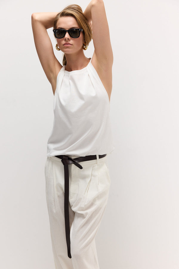 White Twisted-Strap Tank Top