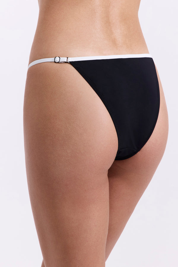 Jackie Black&White Adjustable Low Rise Bikini Bottom