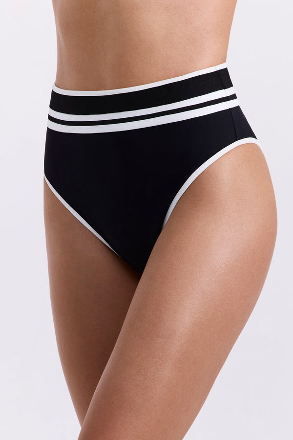 Jackie Black&White High Waist Bikini Bottom