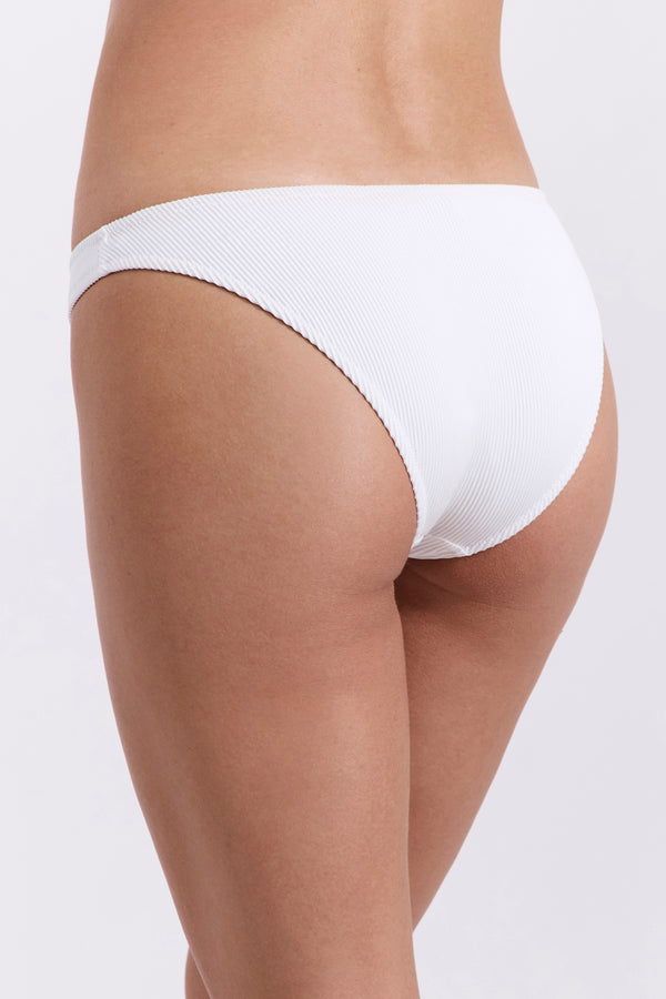 Emanuelle Textured High Leg Bikini Bottom-White