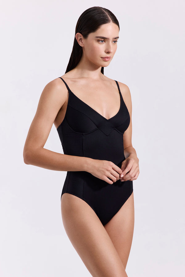 Luma EMANUELLE V-Neck One Piece Swimsuit - Black