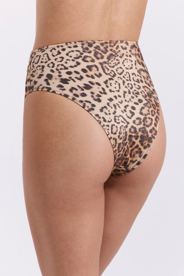 Jasper High Waist Bikini Bottom-Leopard