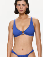 One Size Bikini Top with Ring Detail - Blue