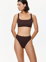 One Size High Waist Bikini Bottom-Brown
