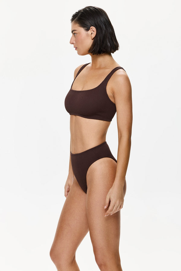One Size Square Neck Bikini Top- Brown