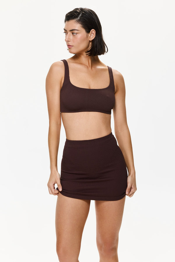 One Size Swim Skirt/ Tube Top - Brown