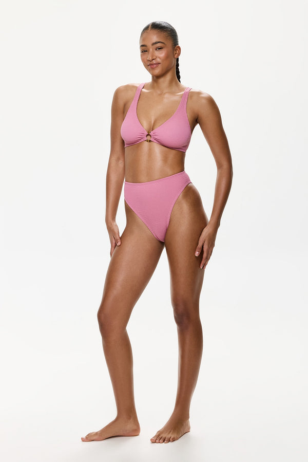 One Size High Waist Bikini Bottom- Pink