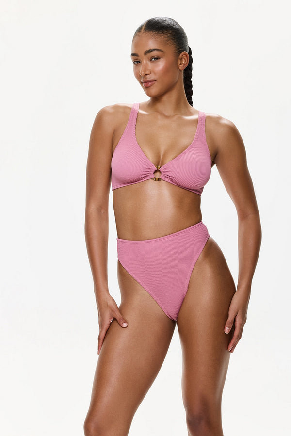 One Size High Waist Bikini Bottom- Pink