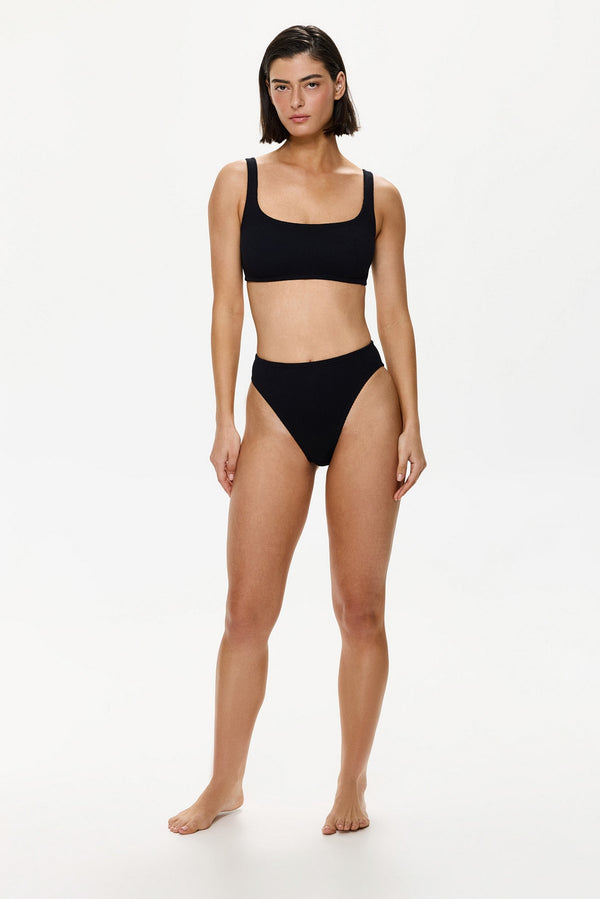 One Size High Waist Bikini Bottom-Black