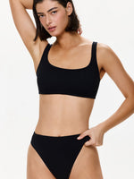 One Size Square Neck Bikini Top- Black