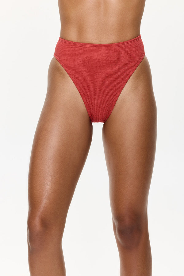 One Size High Waist Bikini Bottom- Red