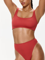 One Size Square Neck Bikini Top - Red