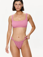 One Size High Leg Low Rise Bikini Bottom - Pink