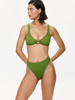 One Size Bikini Top with Ring Detail - Green