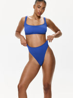 One Size High Waist Bikini Bottom- Blue