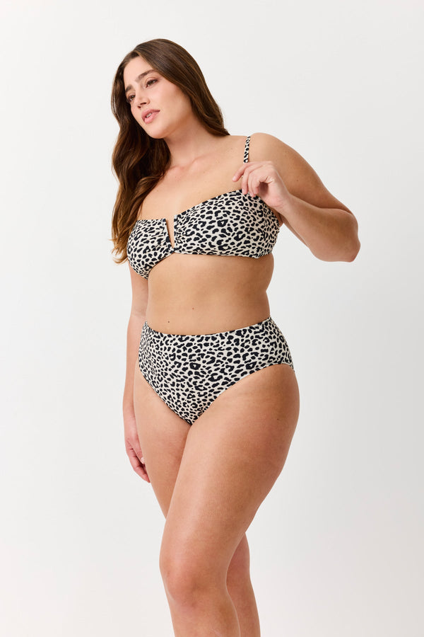 Turkiz Leopard Print Bandeau Bikini Top