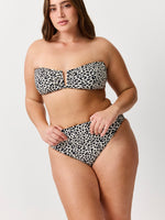 Turkiz Leopard Print Bandeau Bikini Top