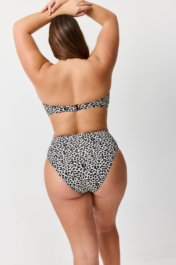 Turkiz Leopard Print Bandeau Bikini Top