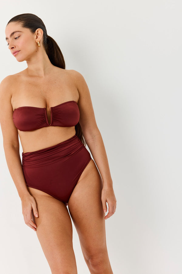 Turkiz Rust Brown Satin Bandeau Bikini Top