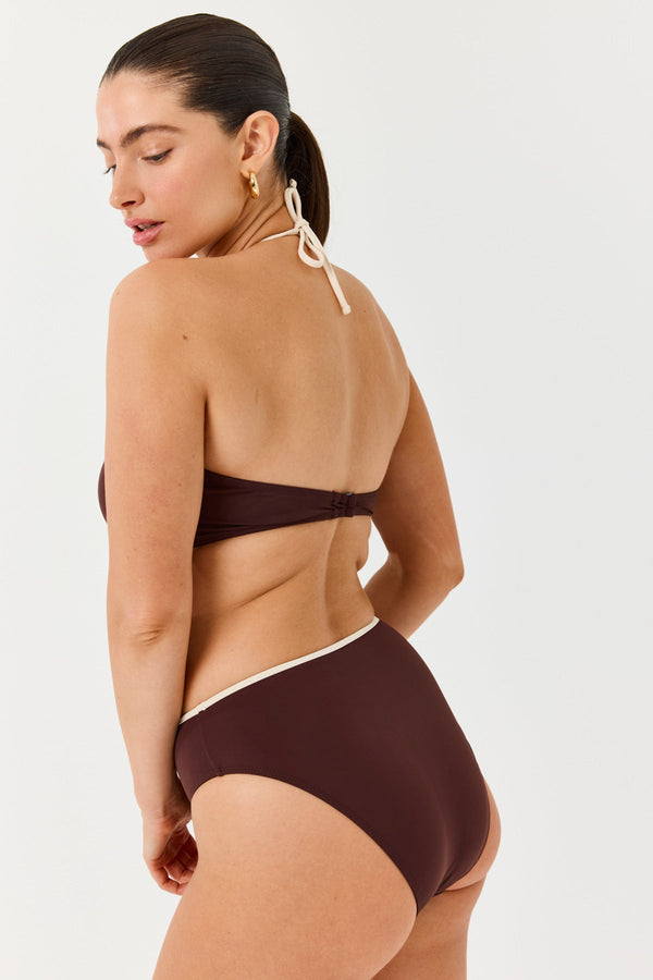 Turkiz Brown Bikini Top with Tie Detail