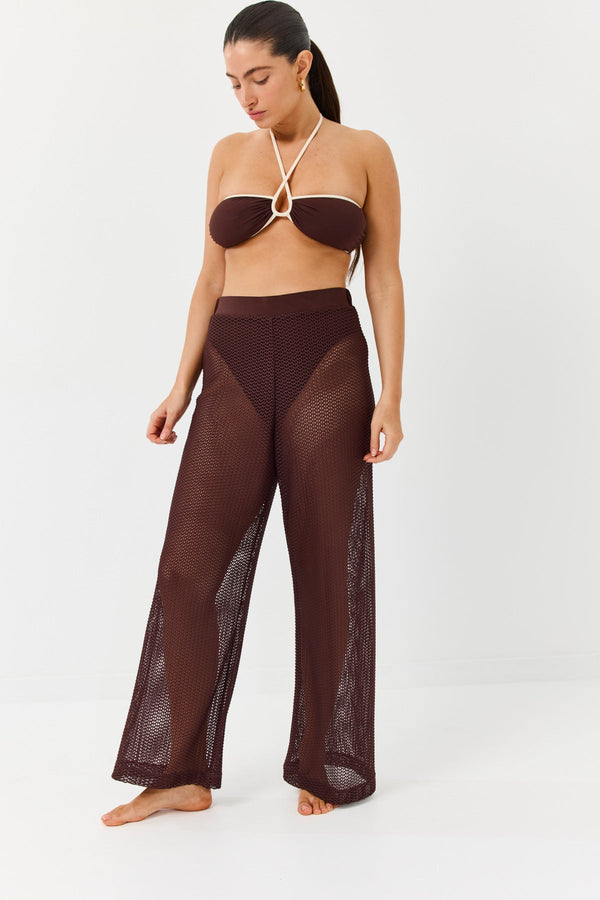 Turkiz Brown Bikini Top with Tie Detail