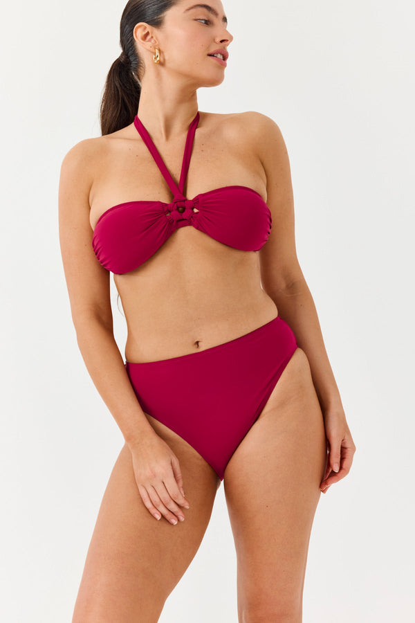 Turkiz Burgundy High-Waisted Bikini Bottoms