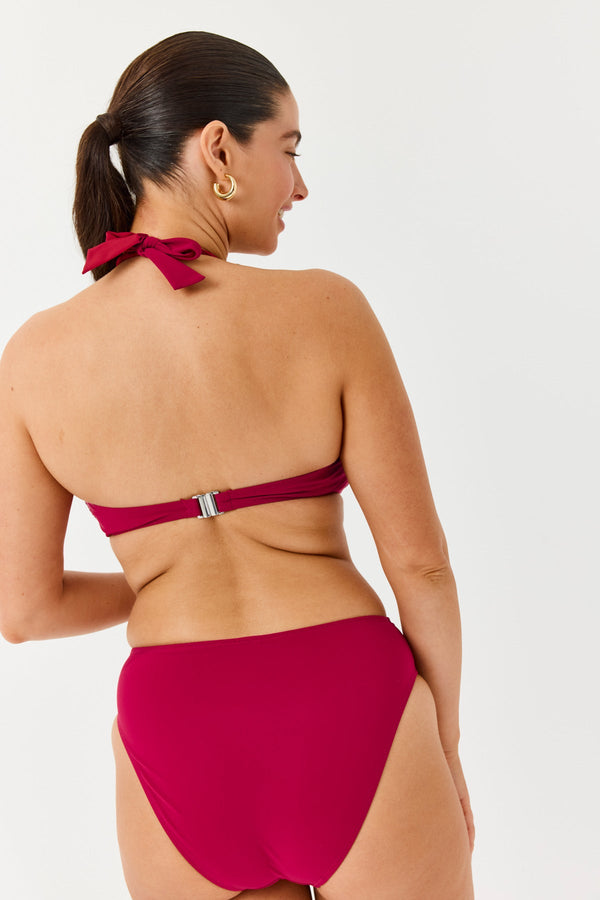 Turkiz Burgundy High-Waisted Bikini Bottoms