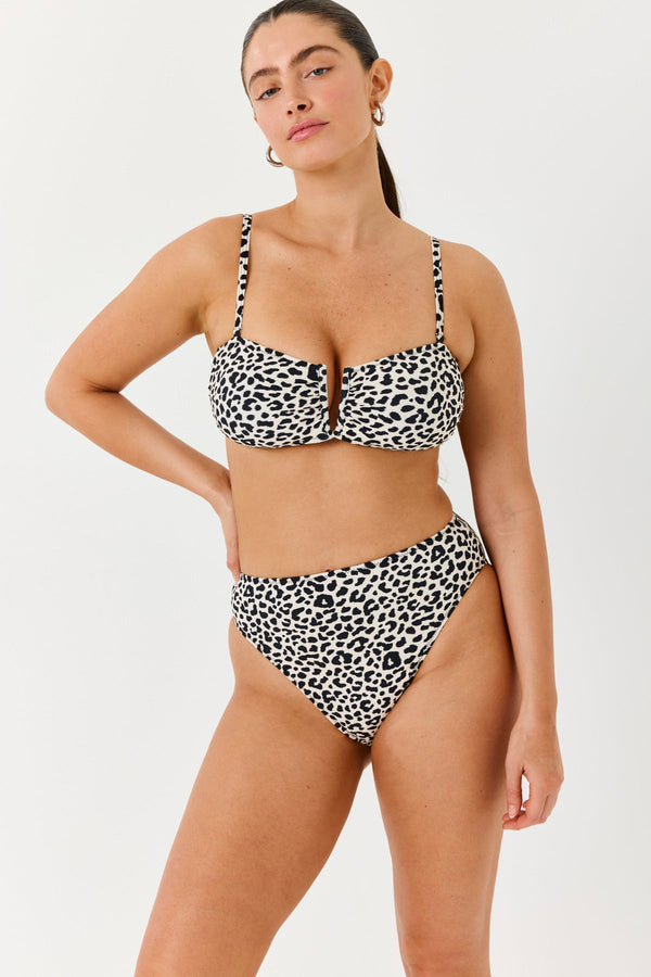 Turkiz Leopard Print Bandeau Bikini Top