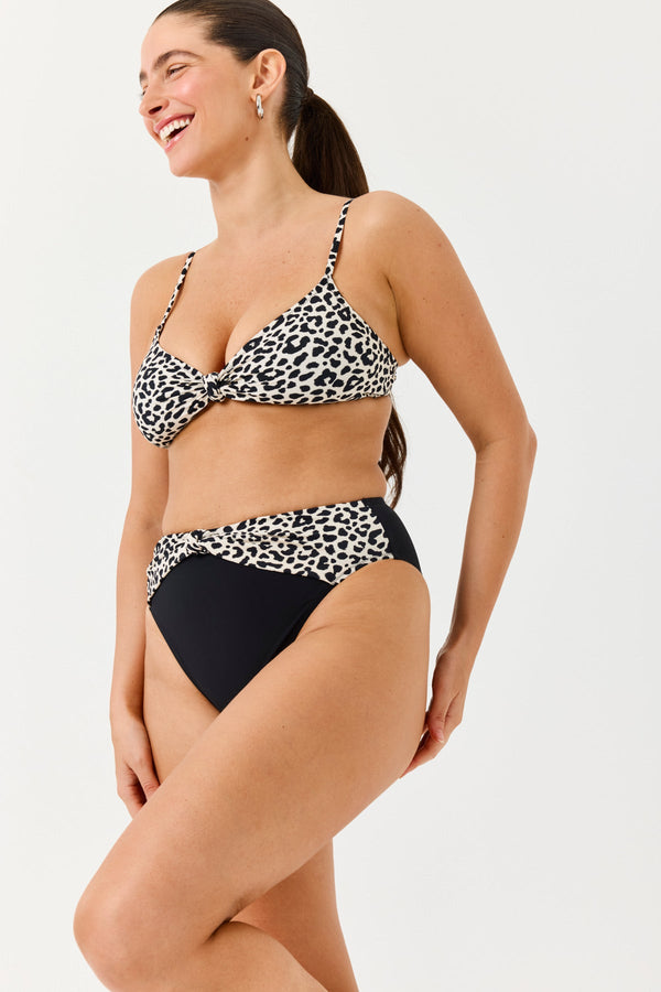 Turkiz Leopard Bikini Top with Tie Detail