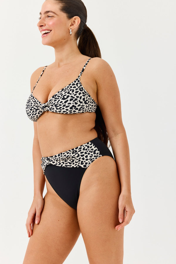 Turkiz Black Leopard High-Waisted Bikini Bottoms