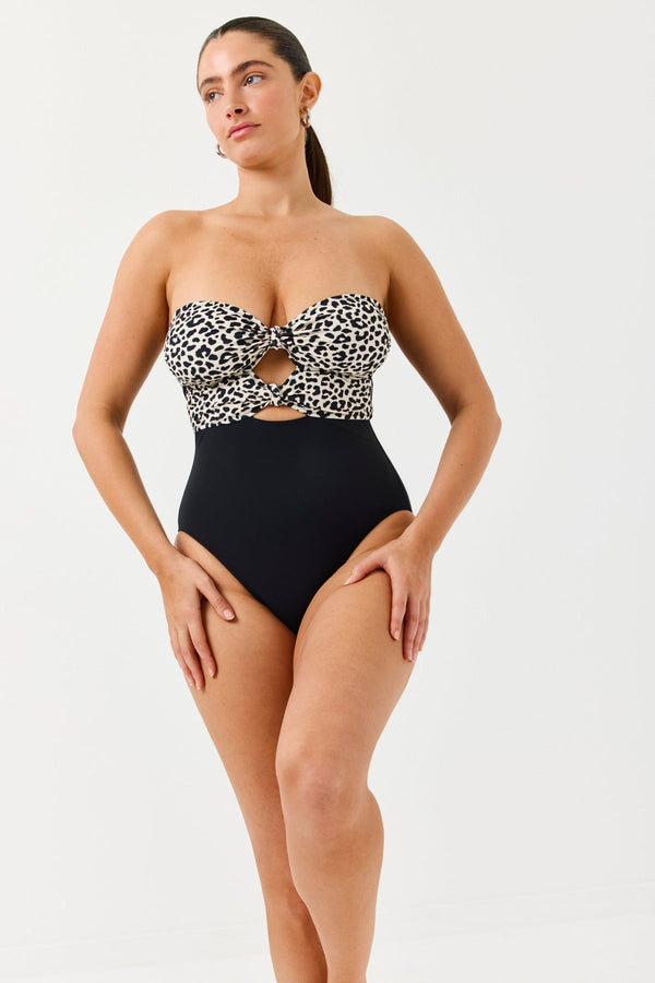 Turkiz Bandeau Cut-Out One-Piece Swimsuit