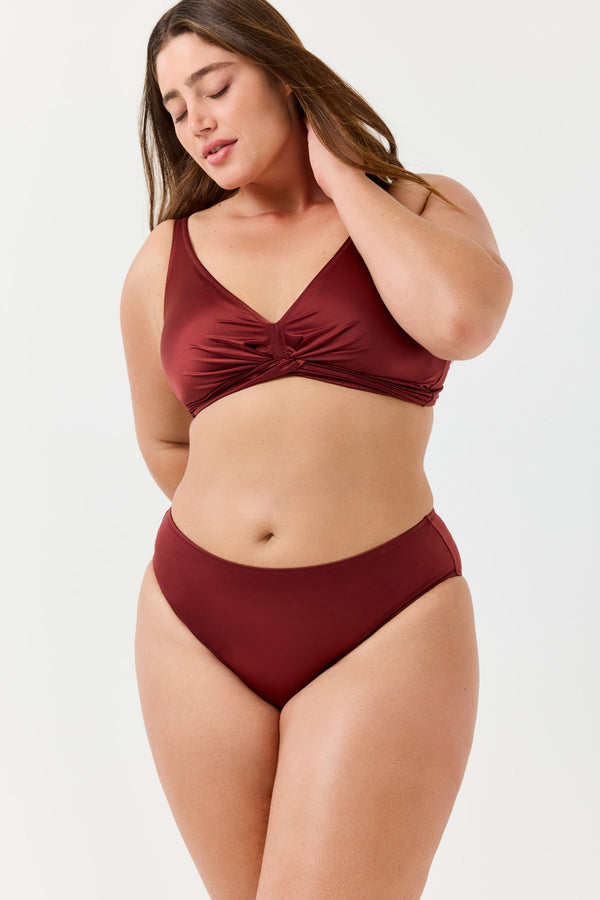 Turkiz Rust Brown Satin D-Cup Bikini Top