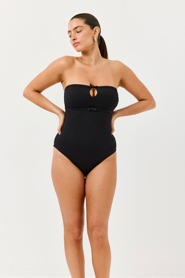 Turkiz Black  Polka Dot Bandeau Swimsuit