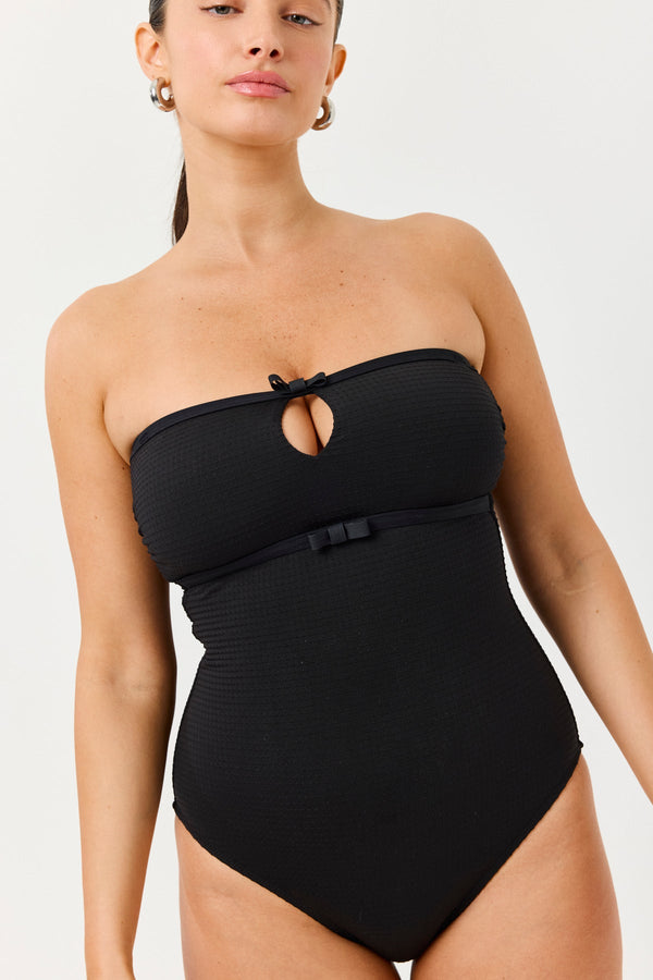 Turkiz Black  Polka Dot Bandeau Swimsuit