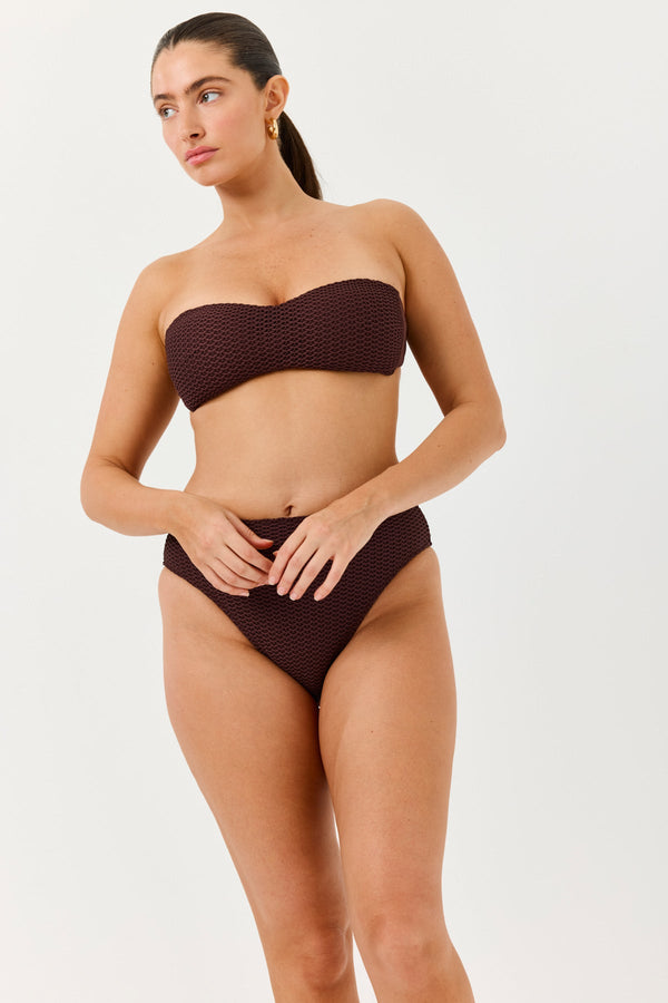 Turkiz Brown Crochet Bandeau Bikini Top