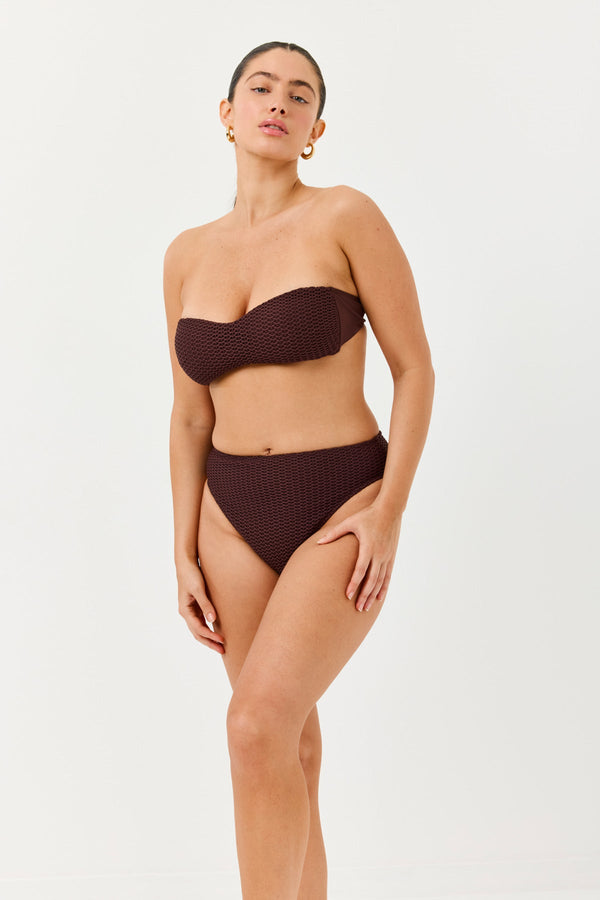 Turkiz Brown Crochet High-Waisted Bikini Bottoms