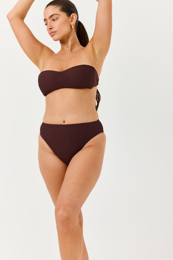 Turkiz Brown Crochet Bandeau Bikini Top