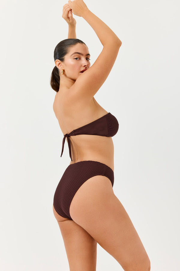 Turkiz Brown Crochet High-Waisted Bikini Bottoms