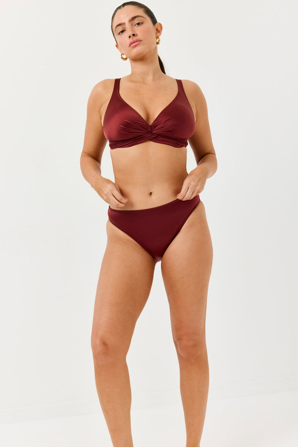 Turkiz Rust Brown Satin D-Cup Bikini Top