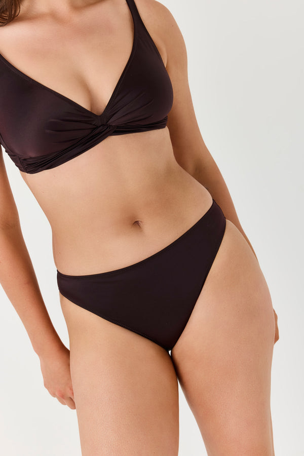 Turkiz Brown Satin D-Cup Bikini Top