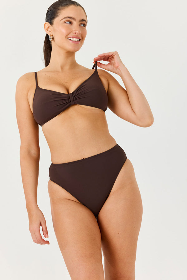 Turkiz Brown High-Waisted Bikini Bottoms