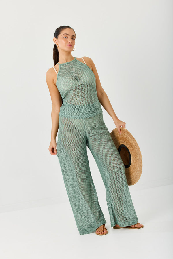 Turkiz Mint Mesh Relaxed-Fit Pants