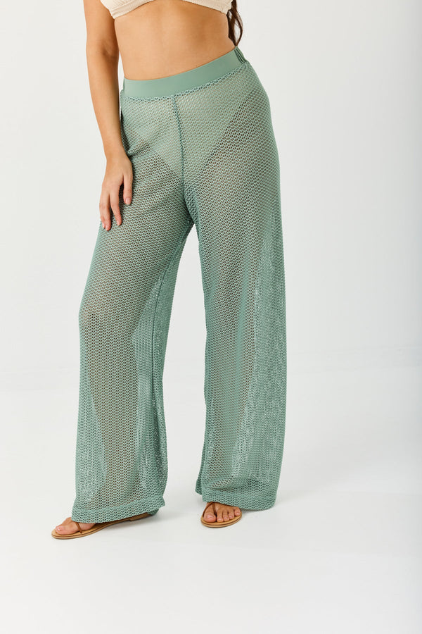 Turkiz Mint Mesh Relaxed-Fit Pants